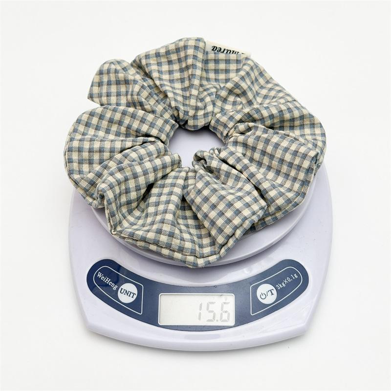 Lassic British Style Plaid Scrunchies Cotton Linen Feeling Hair Ties Minimalist Checkerboard Hair Rope For Professional Women