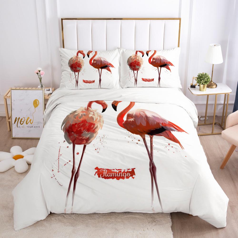 

Pink Bird Flamingos Bedding Set Cartoon Bedspread Single Twin Full Queen King Size Bedclothes Child Kids Girl Bedroom Bed Set EU single(135x200cm)