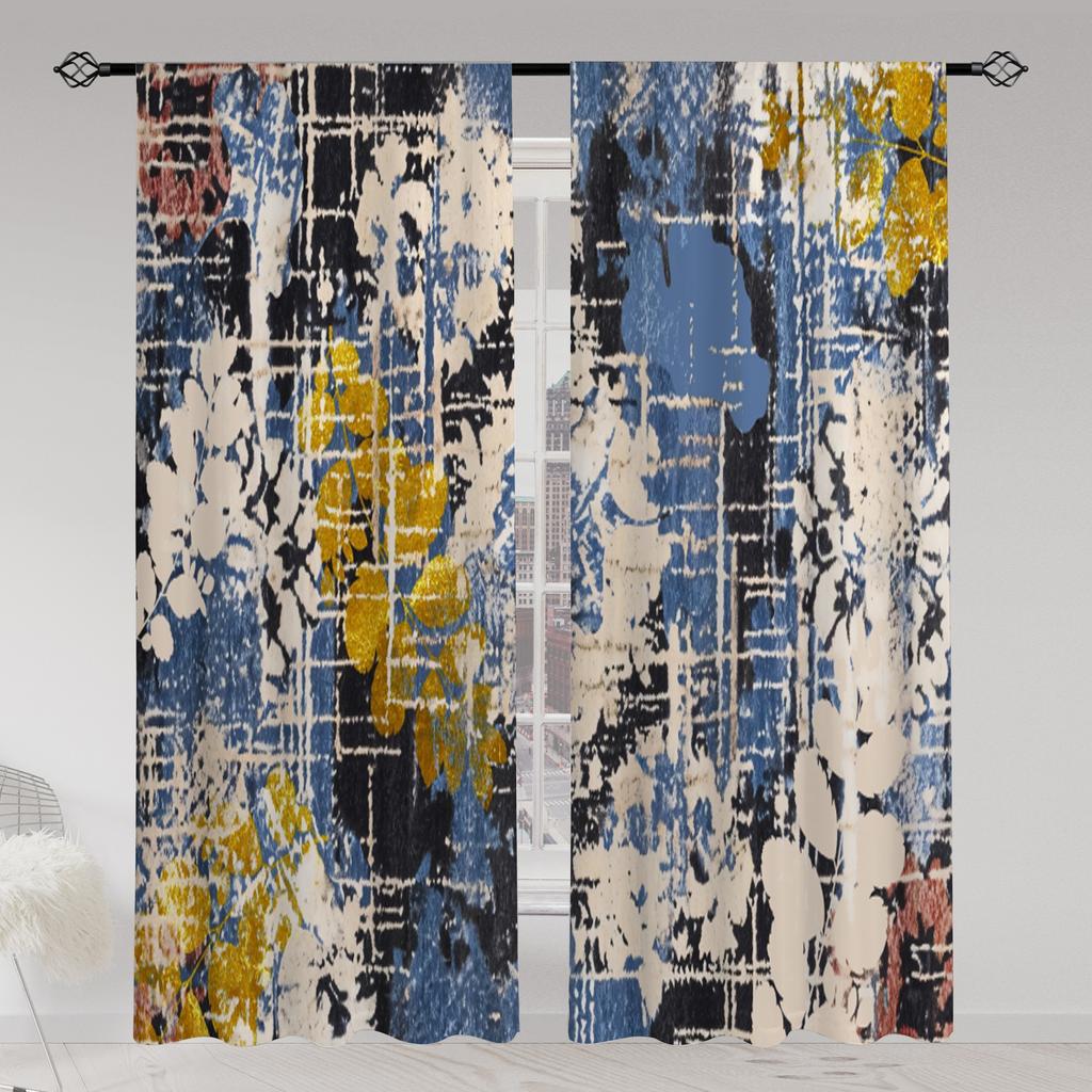 2pcs Marble Pattern Curtain Decorative Window Drape Window Treatments For Bedroom Living Room Office  Home Decoration Room Decor