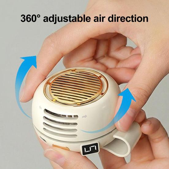 Přenosný klipový ventilátor, Nositelný osobní ventilátor, Mini tichý bezlopatkový ventilátor, Malý pásový ventilátor s 5 nastavitelnými rychlostmi, Dobíjecí chladicí ventilátor s otočným pohybem o 360° pro