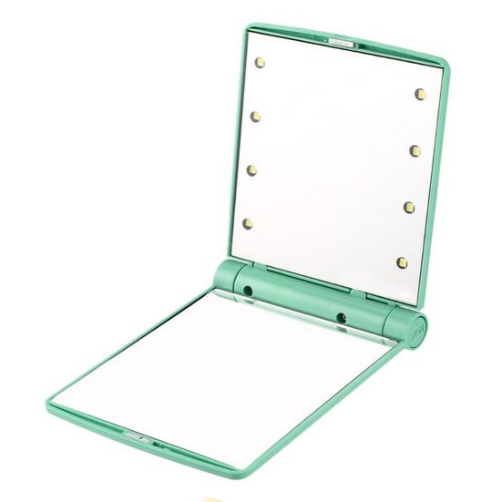 Foldable 8LED Lighted Makeup Vanity Mirror Tabletop Adjustable Brightness Lamp