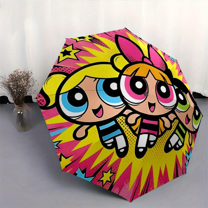 1pc Powerpuff Girls Automatic Opening and Closing Umbrella - Suitable for Various Occasions, Outdoor Activities, Lightweight and Durable Automatic Fol