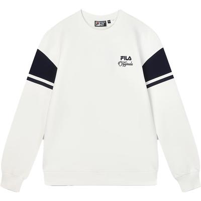 2023 Winter New Knit Pullover Casual Trend Spliced Round Neck American Sweatshirt Men Sweatshirt Ceramic-White F11M349203F-IV
