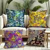 Cambodian Buddha Print Cushion Cover Silky Short Plush Invisible Zipper Dustproof Sofa Pillow Case for Home Decor