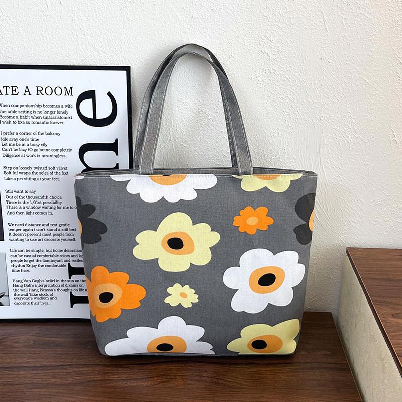 Ethnic Style Canvas Tote Bag With Print Large Capacity For Daily Use