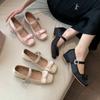 Sweet Bow High-heeled Mary Jane Shoes Women's Spring 2025 New One-word Buckle Belt with Skirt Light Mouth Single Shoes