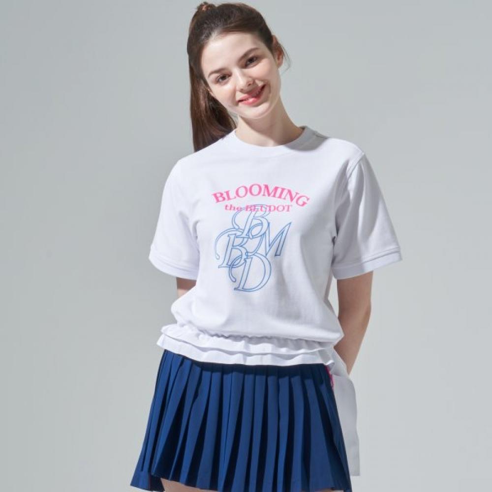 Blu DoT Round Neck T shirT Tape poinT Wh 090