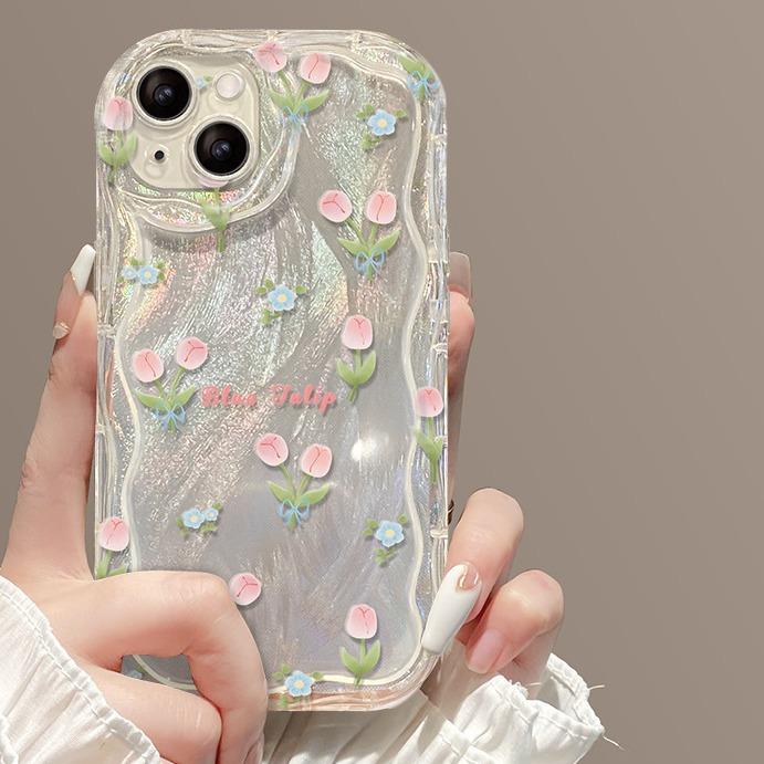 

Подходит для Apple 15 Чехол для мобильного телефона iPhone 14 Promax Feather Tulip Chain 13 Прозрачный силиконовый Xs Полная упаковка iphone 15