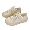 The heel can be stepped on half-towed canvas shoes for women's 2025 spring new niche original versatile little white shoes with skirts for women'