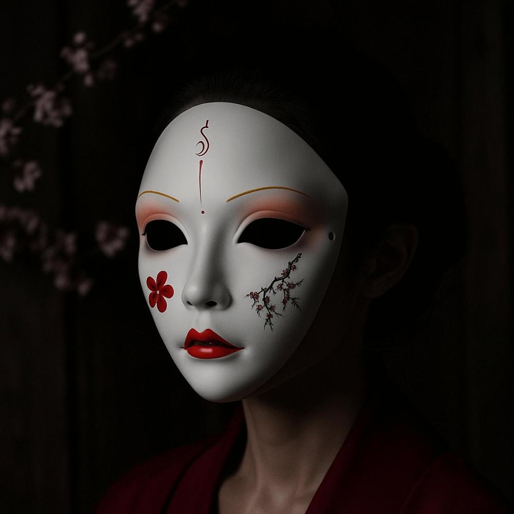 Dress Up Cosplay Geisha Mask Flower Japanese Mask Toy Hanfu Cosplay Mask  Party