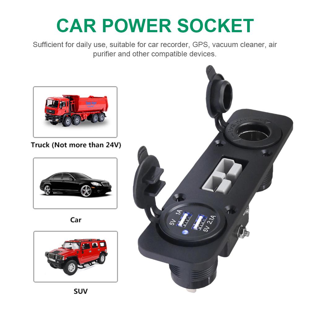 3 In 1 Anderson Plug Adapter 12/24V 50A Anderson Socket Panel Dual USB Port Flush Mount Socket Plate for Auto Truck SUV Vehicle