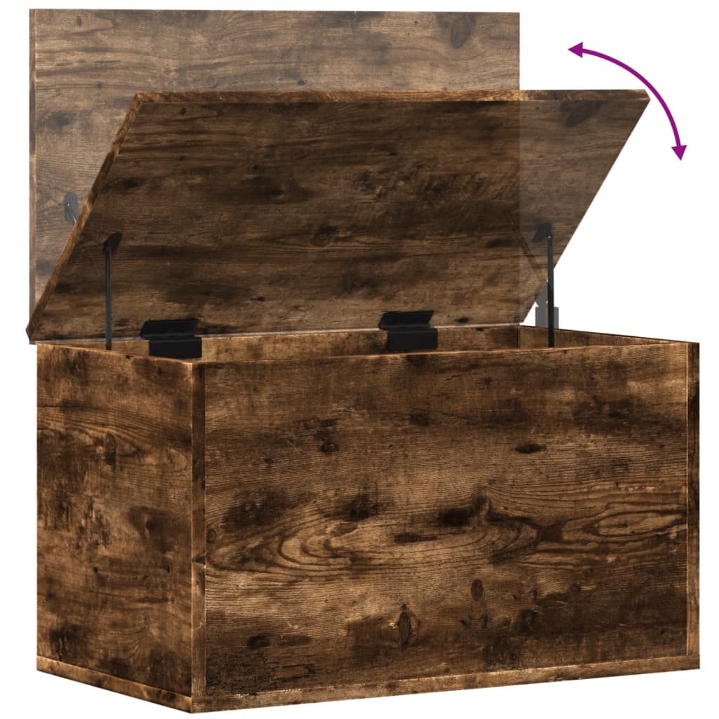 Chest in Smoked Oak Finish 60 x 35 x 35 cm Wood Based Material