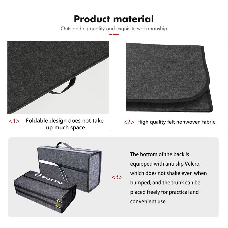 For Volvo Car Trunk Organizer Storage Box Portable Travel Organizer Bag XC60 XC90 S60 S80 V60 C70 S40 C30 V90 V60 C40 XC40 V70
