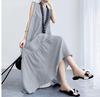 2024 Summer Literary Women's Cotton Linen Casual Round Neck Swing Dress