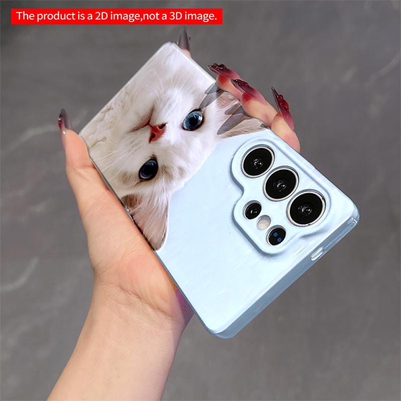 2DFlat Samsung phone case Blue-Eyed White Cat Portrait Phone Case Applicable to Galaxy S23 S24 S25ULTRA S26 A12 A14 A15 A16 A54 A55