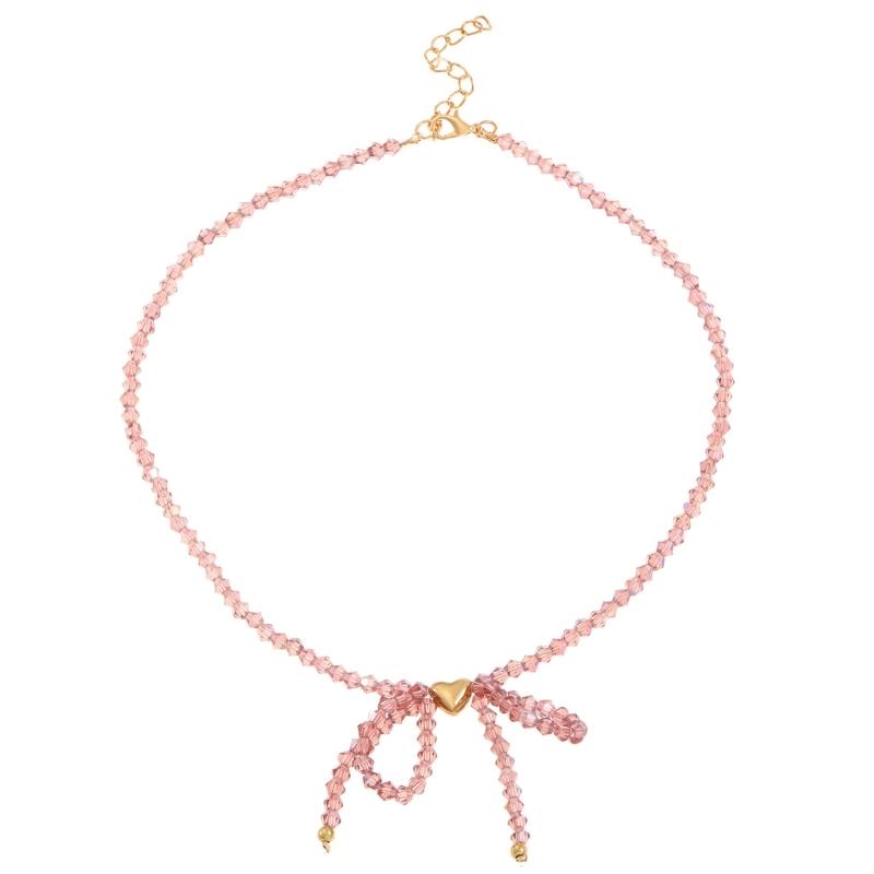 Elegant Designs Crystal Butterfly Bowknot Beaded Necklace Pendant for Fashionable Enthusiasts Daily Use Casual Wear