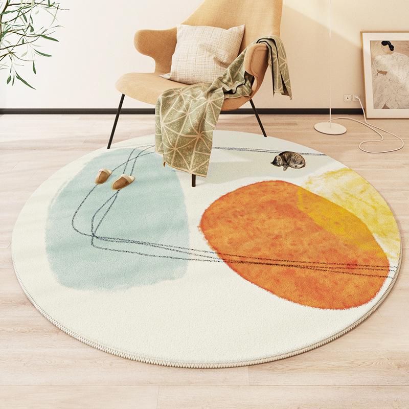 Modern Style Round Living Room Carpet Children's Room Bedroom Crawling Mat Warm Bed Blanket Thick Washable Mat