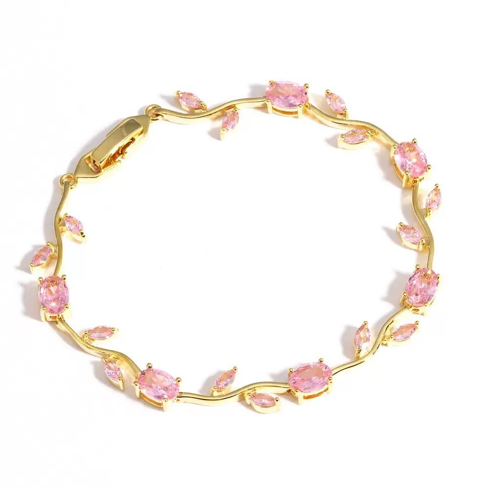 2026 Europeu e Americano Design Simples Forma de Folha Temperamento Nicho Versátil Banhado a Cobre Ouro 18k Cor da Pulseira