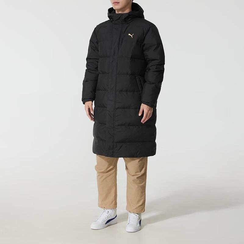 Puma Logo Letter Duck Down Warm Sports Long Hooded Long Sleeve Down Jacket Men Jackets 692851-01