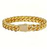 INS Style 18K Gold Titanium Steel Stone Bracelet 316 Stainless Steel Cuban Bracelet Men's Fashion Accessories