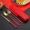 Silver/Gold Color Forks and Spoon Chopsticks Set Stainless Steel Travel Flatware  Picnic