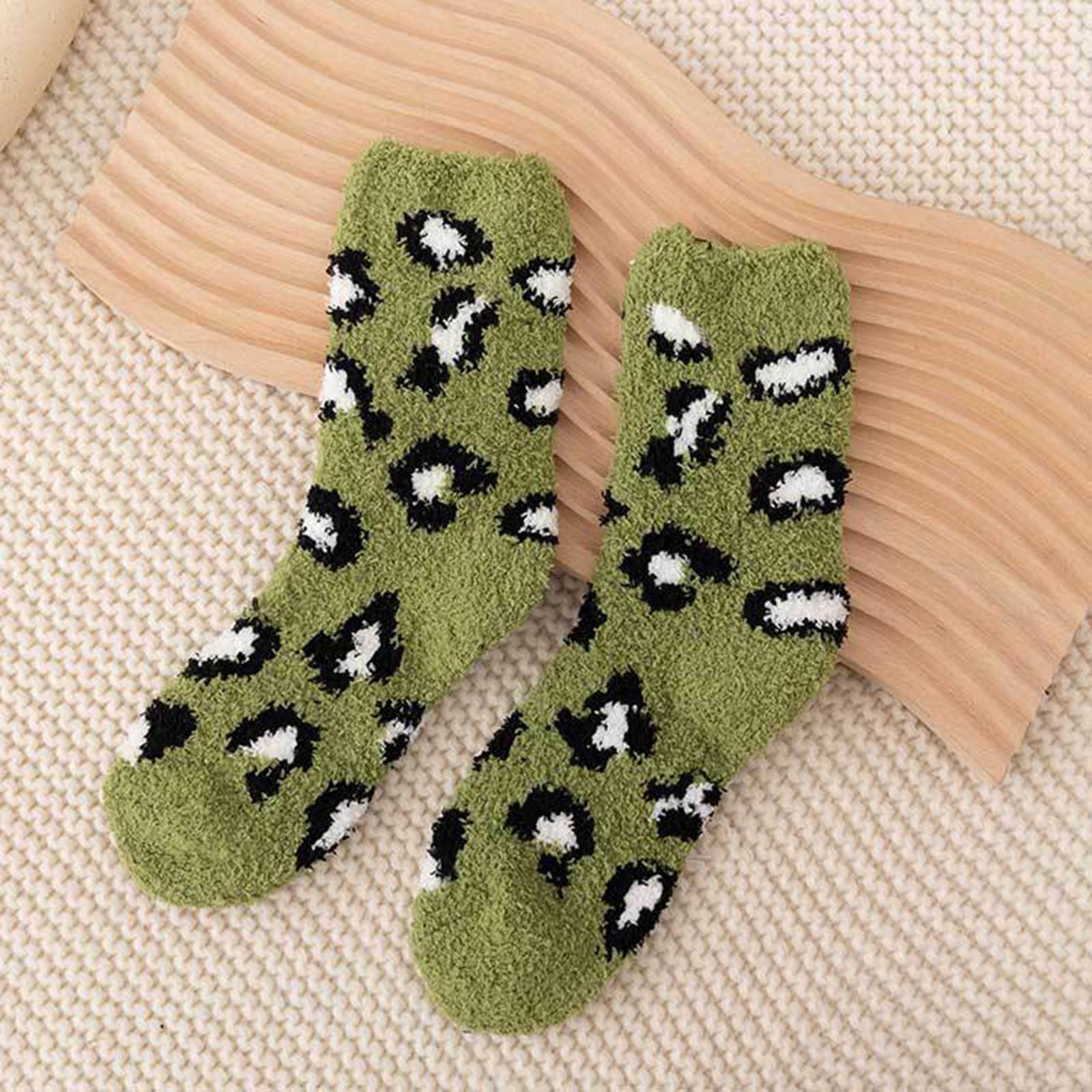 

Женские осенне-зимние повседневные теплые толстые леопардовые чулки из кораллового флиса для дома, носки для женщин One Size