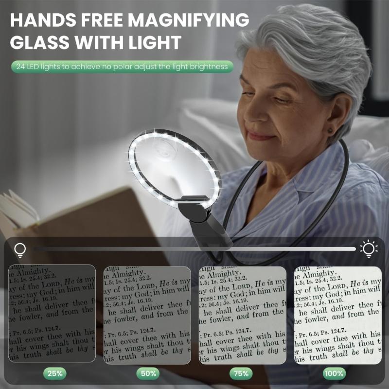 Rechargeable Magnifying Glass with Long 8 Hour Battery 12X Lens LED Lighting Design for Extended Reading and Craft Use