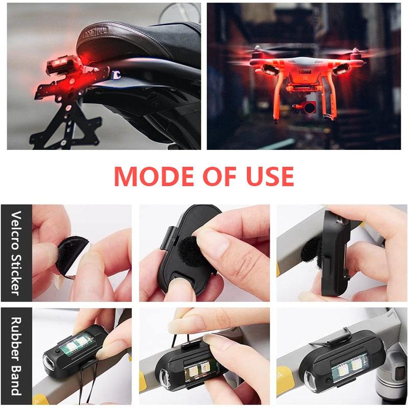 Mini Drone Strobe Light Universal LED Motorcycle Warning Light 7 Colors Anti-Collision Tail Lamp Bike Car Flashing Signal Lamp