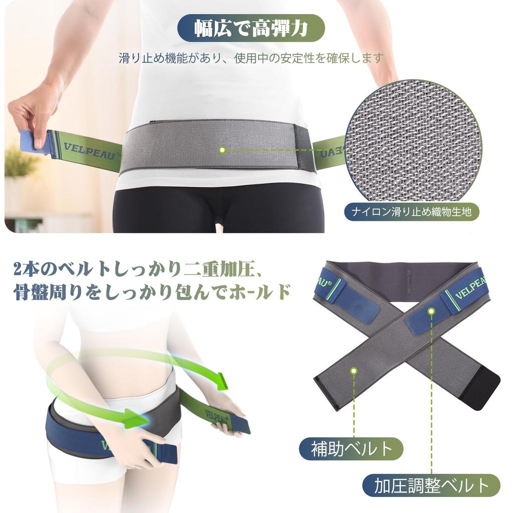 VELPEAU Sacroiliac Joint Waist Lower Back Pelvic Belt with Double Does Not Sacroiliac Hip Suitable for Everyday Wear Belt, Support, Pain, Pressure,