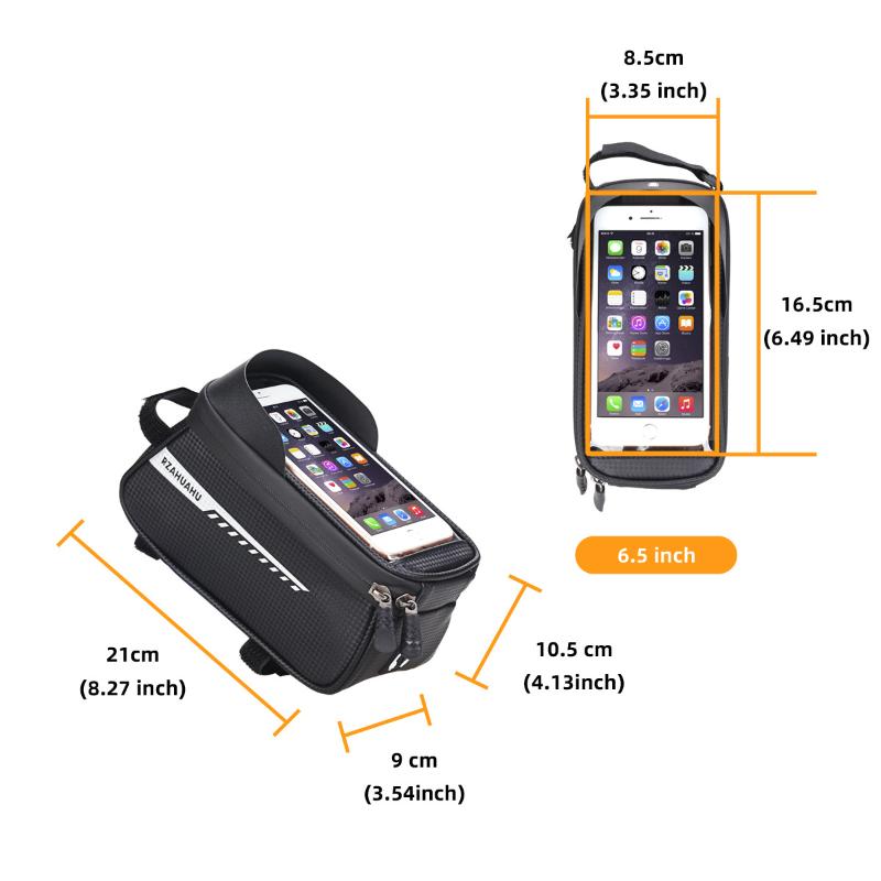Bicycle Front Beam Bag Front Tube Cycling Bag Bicycle Waterproof Phone Case Holder Touchscreen Waterproof Bag Accessories