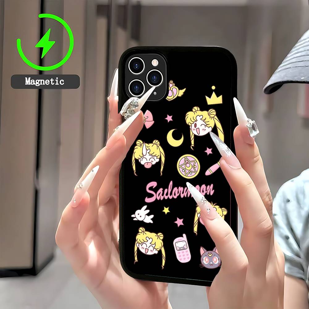 Anime Sailor Moon Handyhülle Magnetische Hülle Für IPhone 16 14 13 12 11 15 Pro Max Plus Für Magsafe Kabelloses Lade Cover