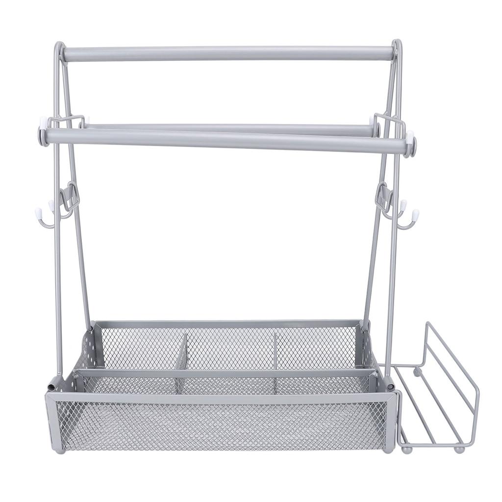 BBQ Condiment Holder Picnic Utensil Grill Caddy with Paper Towel Roll Holder for Outdoor Party