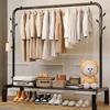 Indoor Double-Rod Floor-Standing Clothes Rack for Balcony or Bedroom