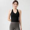 V-Neck Halter Sports Tank Top for Women with Chest Pads, Backless, Slimming Fitness Bra for Running, Pilates, Yoga, Beautiful Back, Summer