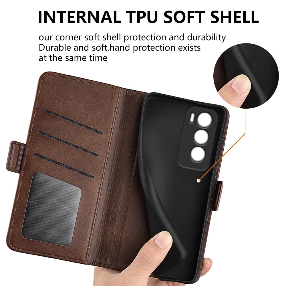 For Oppo Reno12 5G (Global) Phone Case Calf Texture Leather Stand Wallet Cover