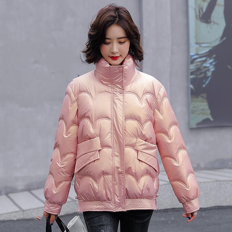 

Зимняя свободная куртка с хлопковой набивкой, Маленькая куртка с набивкой, Межсезонная одноразовая блестящая куртка с пуховой набивкой, Женский короткий стиль XS розовый