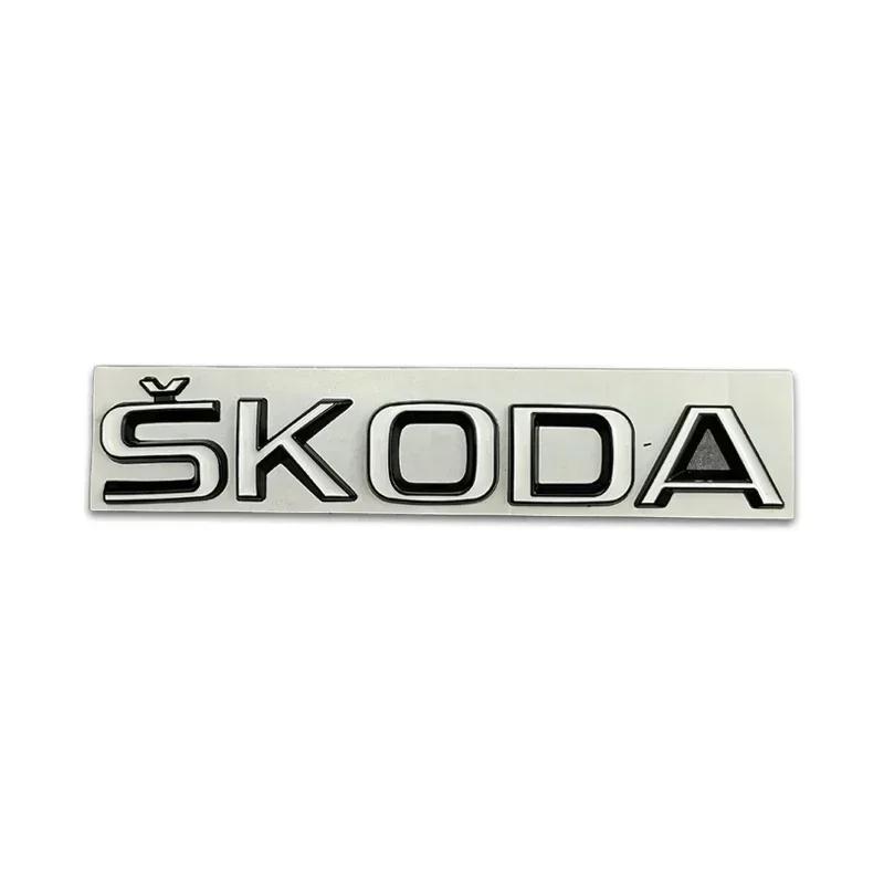 ZDVK6 Metal Rear Trunk Emblem for Skoda Logo VRS Yeti Octavia Kamiq Kodiaq Karoq Superb Fabia Rapid Car Logo Stickers Badge Decals