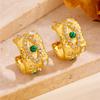 European Style Hammered Texture Water Drop Earrings in 18K Gold-Plated Titanium Steel - Eco-friendly and Colorfast Jewelry.