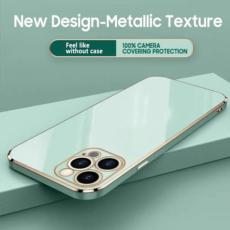 6D Plating Soft TPU Case For iPhone 15 14 13 12 11 Pro Max XR XS X 7 8 Plus SE Mini 6S Silicone Bumper Phone Back Cover Capa
