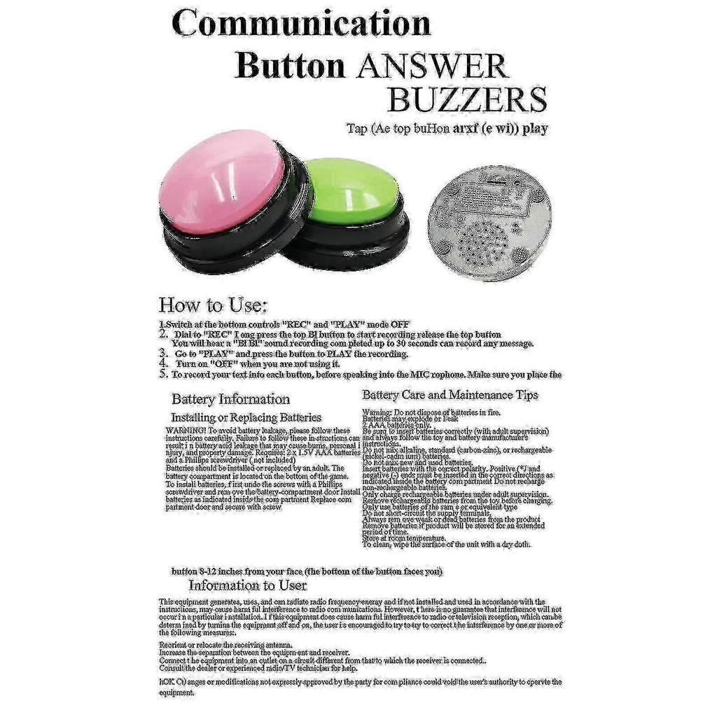 30-Second Recordable Talking Button for Pets - Speech Training Buzzer 25-26