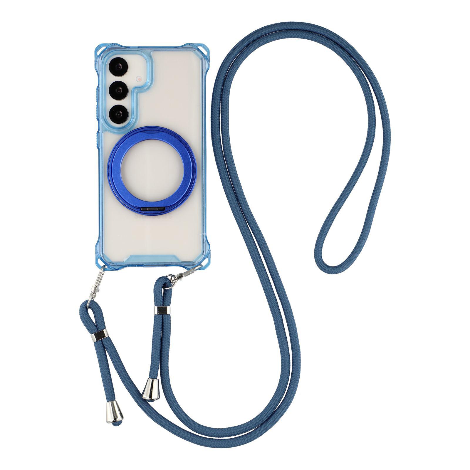 

Магнитный чехол-кольцо-подставка для Samsung Galaxy S25/S24, чехол для телефона из ТПУ+ПК со шнурком Blue