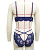 2 Pcs/Set Sexy Underwear Hollow Out Lace Solid Color Wireless Unpadded Open Crotch Elastic Bow Decor Multi Straps Soft