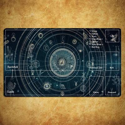 Cosmic Starry Constellation Large Gaming Desk Mat Non-Slip Rubber Stitched Edges Playmat for Card Game PC Laptop Daily Gaming