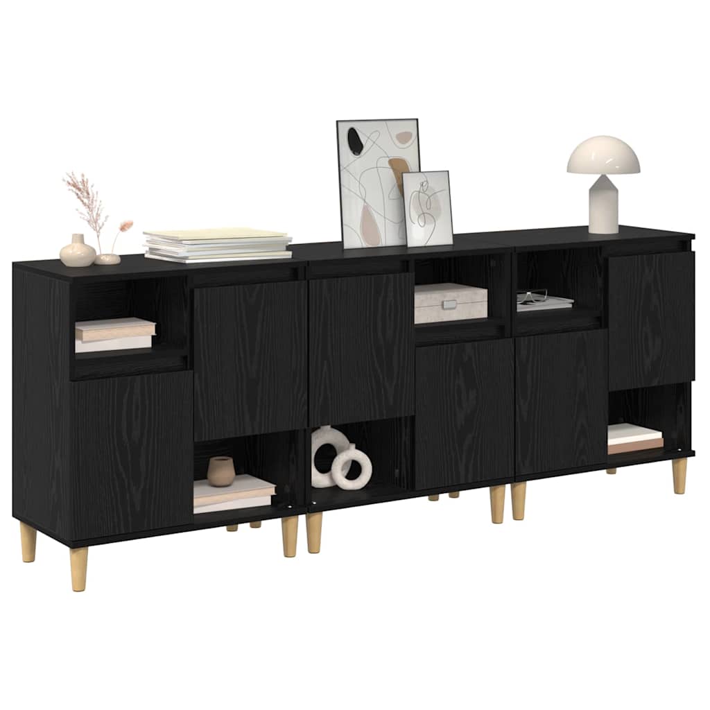 Sideboards 3 pcs Black Oak Effect 60 x 35 x 70 cm