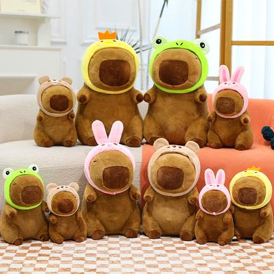 Bear Pink Rabbit Hat Capybara Plush Toy Frog Chick Kapibara Doll Throw Pillow