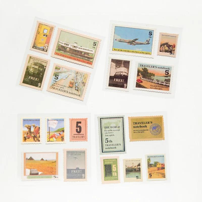Retro Literary Travel Stickers Paper Labels Decoration Diary Seal Scrapbooking Art Collage Stationery Planner Diary Sticker