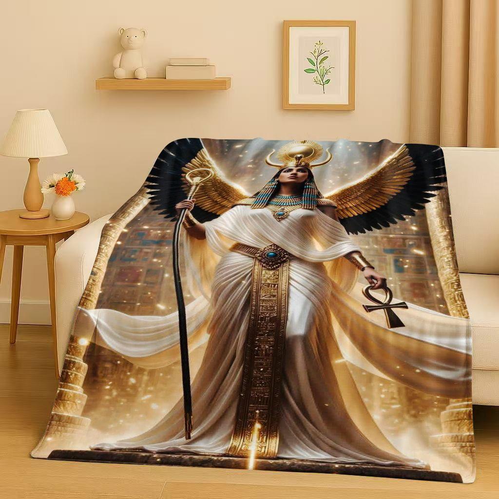 Toter Gott Anubis Pharao Altes Ägypten Mythologie Cartoon Flanelldecke, Ultraweiche Plüschdecke für Zuhause Schlafzimmer Bett Sofa Abdeckung