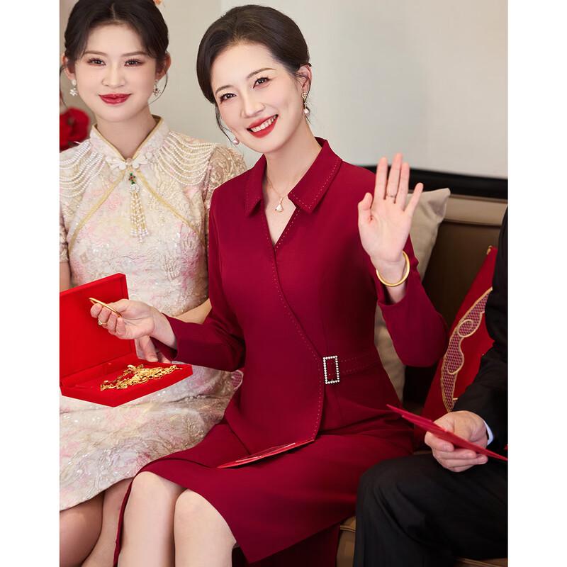 

Элегантное платье для банкета матери с длинным рукавом и лацканами 4XL