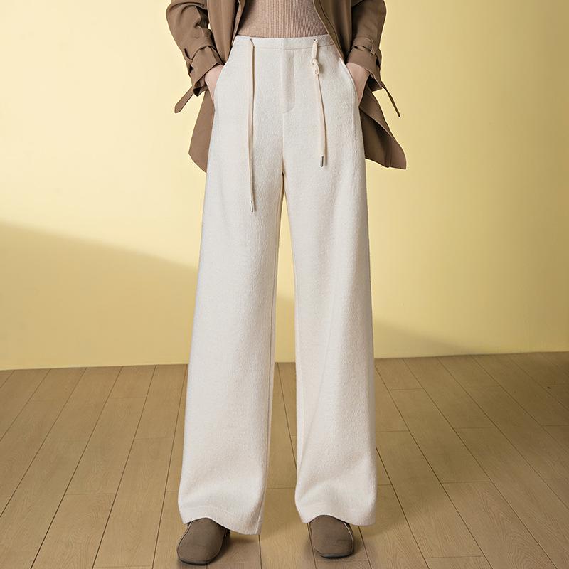 

Women s 39.3% Wool High-Waisted Wide-Leg Pants: 2026 Autumn/Winter, Thickened Slim-Fit Casual Style. 26
