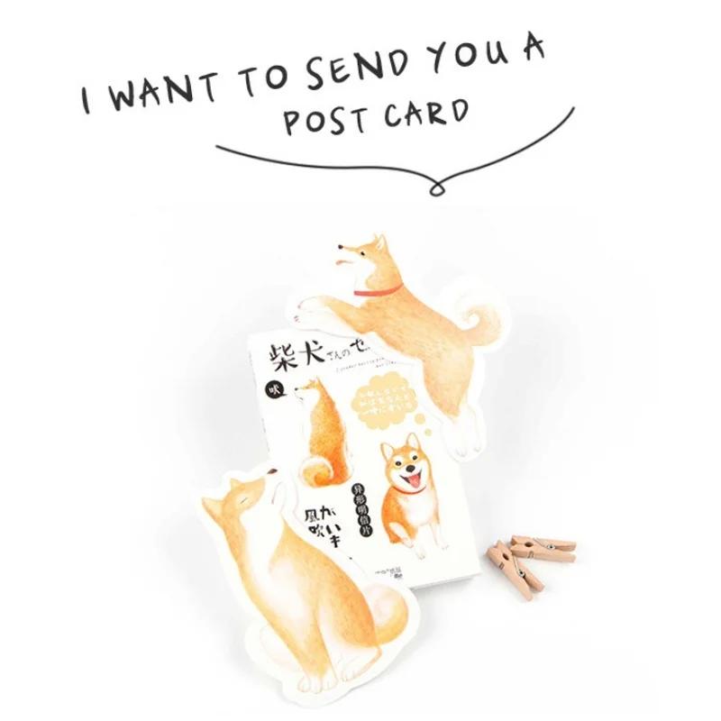 30Pcs/Card Infeel Mini Happy Shiba Inu Card Greeting Card Lomo Memo Card Kids Gift Postcard Kawaii Stationery